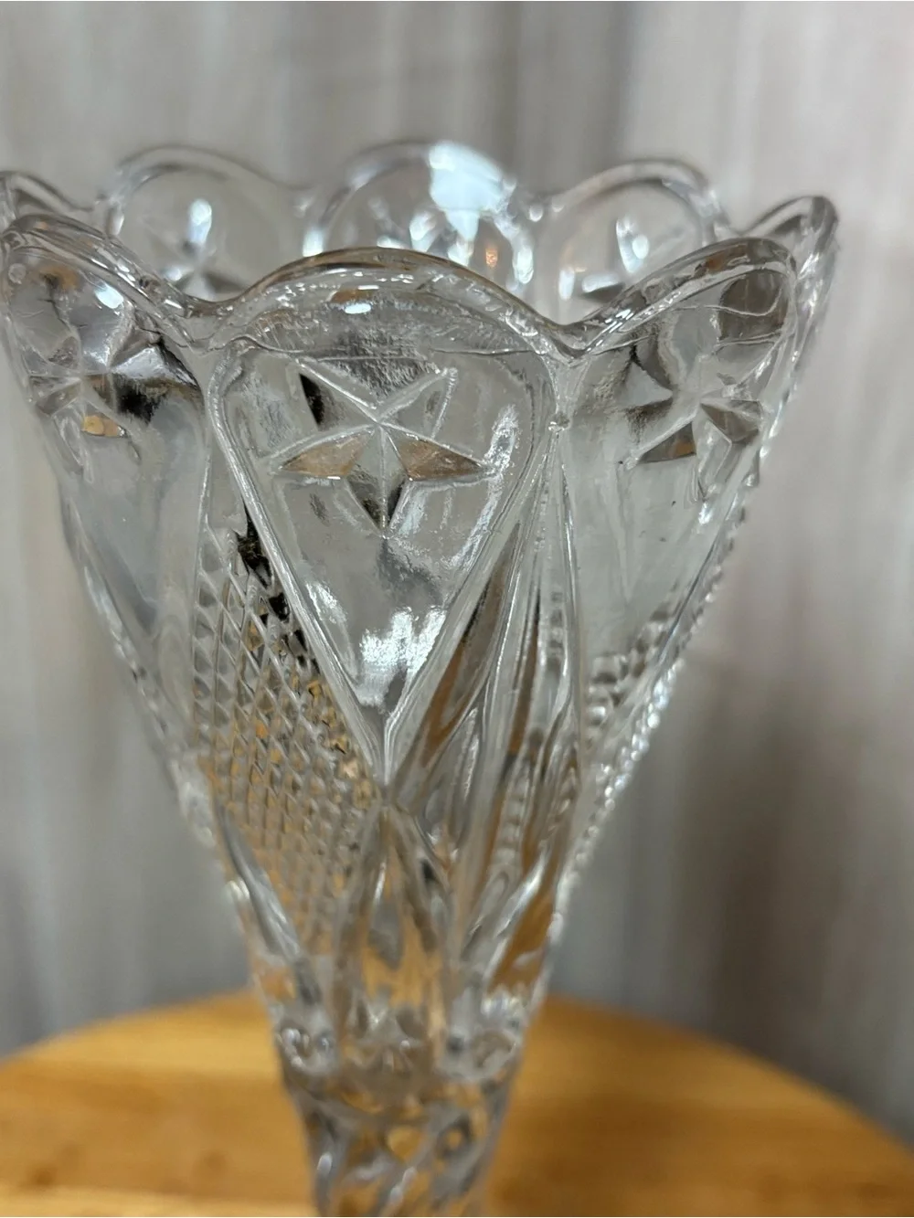 Antique 1910 McKee Fentec Clear Pressed Glass Chalice Vase EAPG Home Decor
